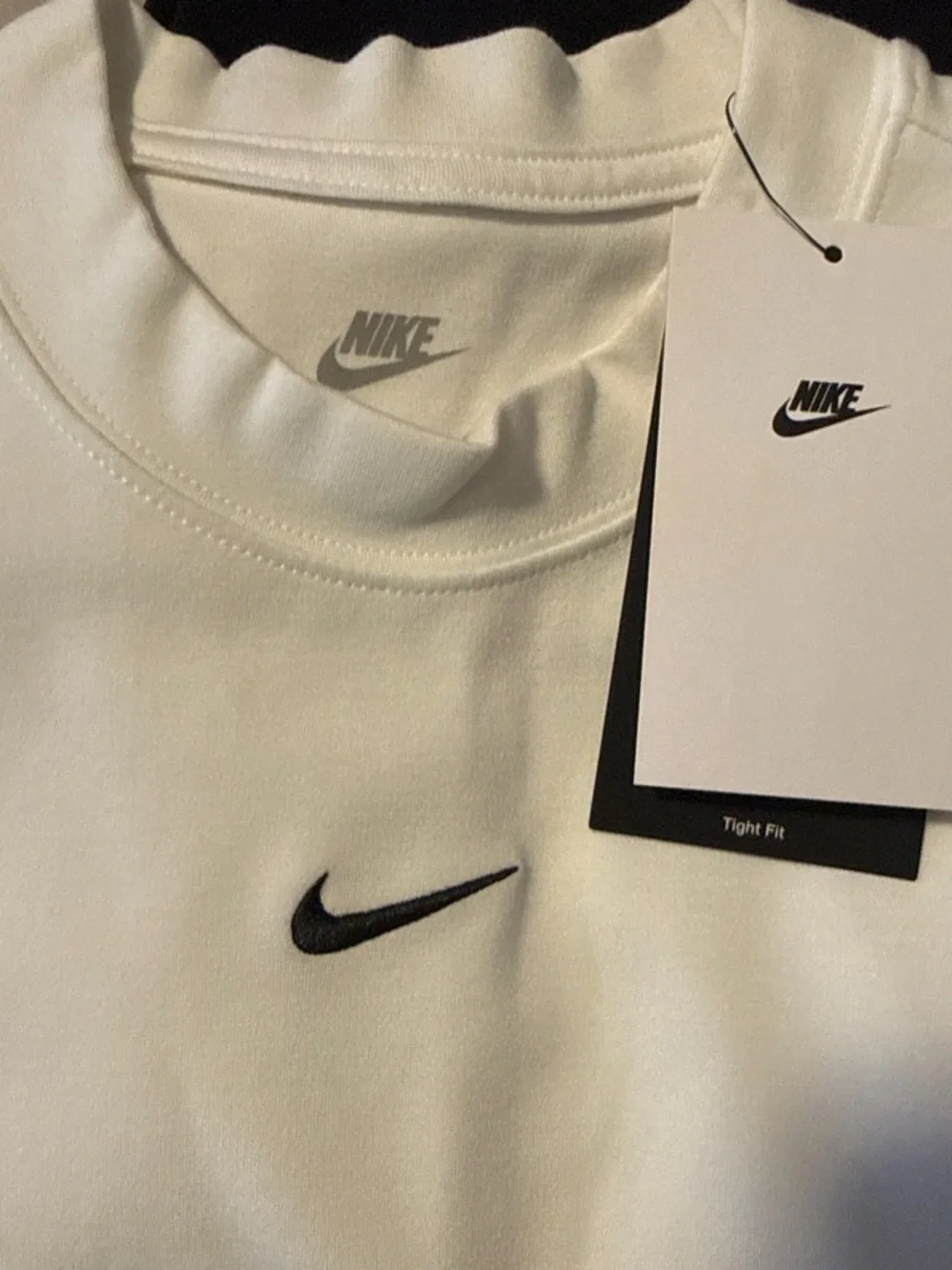 Nike White Short-Sleeve Midi Dress with Black Swoosh